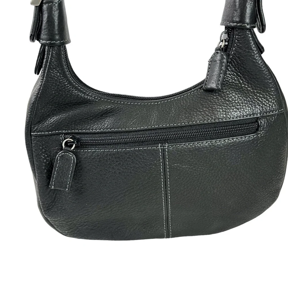 Tignanello Black Genuine Leather Hobo Handbag Shoulder Bag Purse Tote Satchel